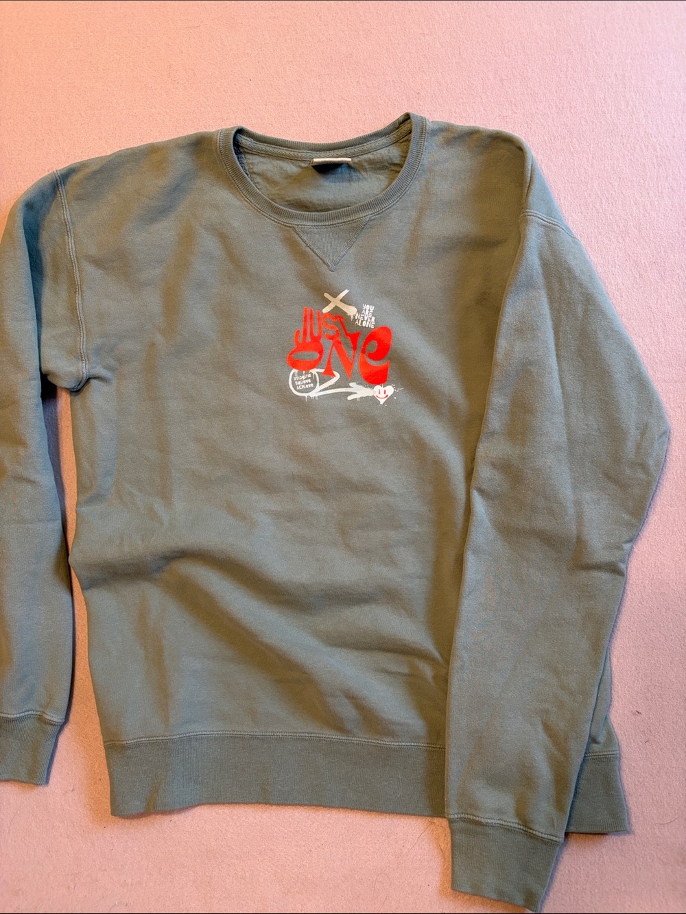 Crewneck Sweatshirt with Red Chest Graphic